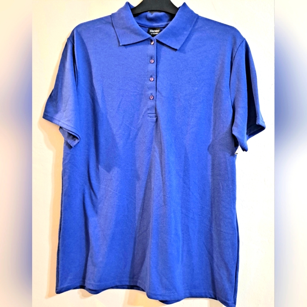 Hanes Blue Polo Shirt Classic Style X-Temp  NWT XL
